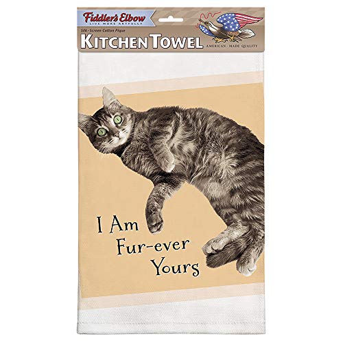 Fiddler's Elbow Fur-Ever Yours Cute Cat Kitchen Towel with Hanging Loop