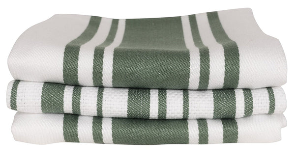 KAF Home Centerband/Basketweave/Windowpane - Set of 3 Kitchen Towels (Forest)