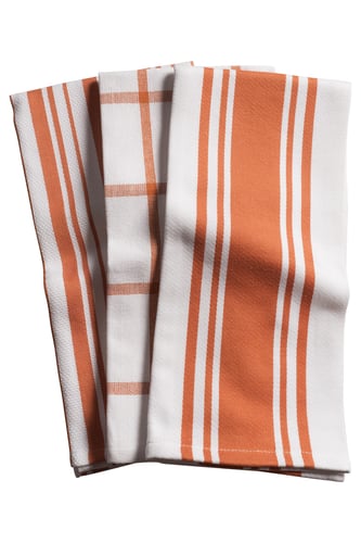 KAF Home Centerband/Basketweave/Windowpane - Set of 3 Kitchen Towels (Orange)